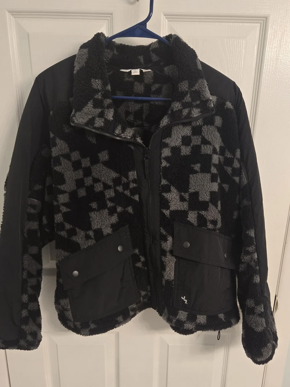 JoyLab Black & Gray Patterned Teddy Jacket for Women - Picture 1 of 8
